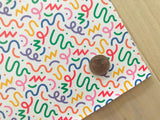 Custom Printed Faux Leather Colorful Doodle