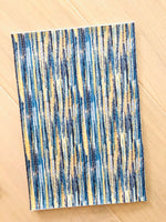 Printed Pebbled Faux Leather Blue and Gold Brushworks