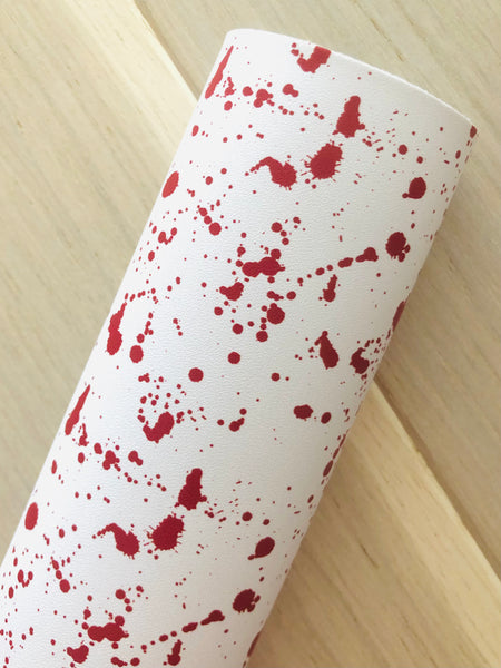 Custom Printed Smooth Faux Leather Blood Splatters