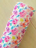 Custom Printed Smooth Leather Watercolor Flowers - Felt Backing