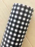 Custom Printed Smooth Leather Black and White Buffalo Plaid - Soft Felt Backing