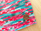 Printed Pebbled Faux Leather Watermelon Brushstroke Design