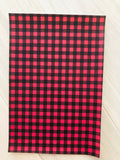 Custom Printed Smooth Leather Red and Black Buffalo Plaid - Soft Felt Backing