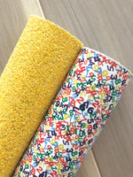 Yellow Chunky Glitter Fabric - White Felt Backing