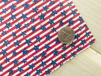 Custom Printed Smooth Leather with Blue Stars on Red Strips Design