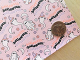 Custom Printed Smooth Faux Leather Ghost and Moon - Felt Backing