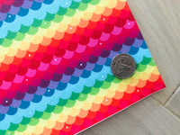 Printed Pebbled Faux Leather Rainbow Mermaid Scale