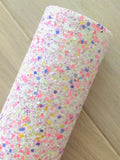 Lux White Chunky Glitter Fabric Sheet - Soft Felt Backing