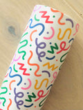 Custom Printed Faux Leather Colorful Doodle