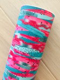 Printed Pebbled Faux Leather Watermelon Brushstroke Design