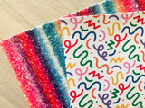 Custom Printed Faux Leather Colorful Doodle