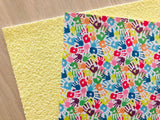 Custom Printed Faux Leather Colorful Handprints