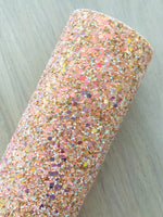 Lux Iridescent Peach Chunky Glitter Fabric Sheet