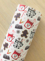 Custom Printed Smooth Leather Hot Cocoa and Gingerbread Man