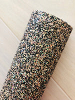 Black and Gold Chunky Glitter Fabric Sheet - Felt Backing