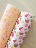 Custom Printed Smooth Leather Summer Fruits and Popsicles