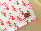 Custom Printed Smooth Faux Leather Bloody Hands - Felt Backing