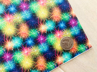 Custom Printed Smooth Faux Leather Fireworks