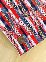 Printed Pebbled Faux Leather 4th of July Brushstroke