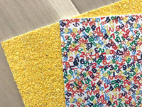 Yellow Chunky Glitter Fabric - White Felt Backing