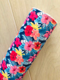 Custom Printed Smooth Faux Leather Tropical Hibiscus Flowers