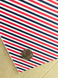 Custom Printed Smooth Faux Leather Red, White and Blue Lines