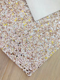 LUX Gold and White Chunky Glitter Fabric - Soft Felt Backing