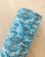 Blue Camouflage Glitter Fabric