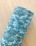 Blue Camouflage Glitter Fabric