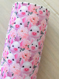 Custom Printed Smooth Faux Leather Piggies with Flowers