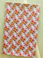 Custom Printed Smooth Faux Leather Fall Flowers - White Felt Backing