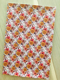 Custom Printed Smooth Faux Leather Fall Flowers - White Felt Backing