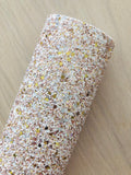 LUX Gold and White Chunky Glitter Fabric - Soft Felt Backing