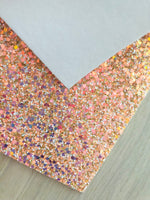 Lux Iridescent Peach Chunky Glitter Fabric Sheet