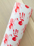 Custom Printed Smooth Faux Leather Bloody Hands - Felt Backing