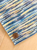 Printed Pebbled Faux Leather Blue and Gold Brushworks