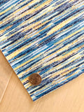 Printed Pebbled Faux Leather Blue and Gold Brushworks