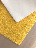 Yellow Chunky Glitter Fabric - White Felt Backing