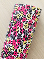 Custom Printed Smooth Faux Leather with a Leopard Design