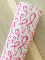 Custom Printed Smooth Leather Breast Cancer Awareness Pink Ribbon