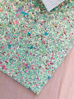 Mixed Green Chunky Glitter Fabric - Twill  Backing