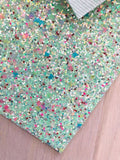 Mixed Green Chunky Glitter Fabric - Twill  Backing