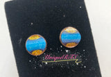 Blue with Gold Glitter Resin Cabochons (10pcs 12mm)