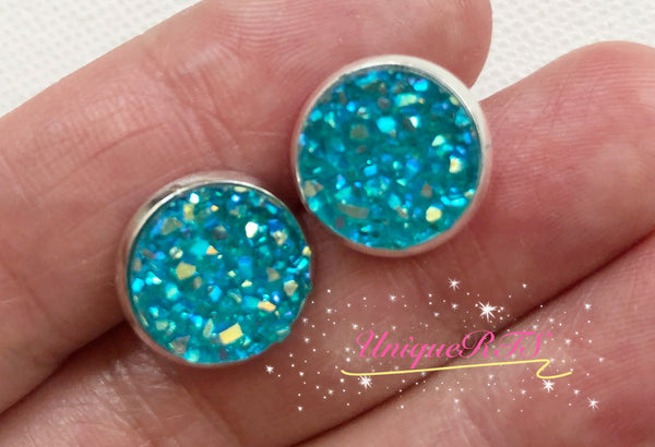 Crystal Blue Faux Druzy Cabochons (10pcs)