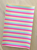 Printed Pebbled Faux Leather Pink, Yellow and Blue Color Strips