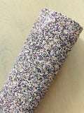 Mixed White, Gold, Black and Purple Chunky Glitter Fabric