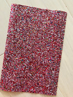 Mixed Red Chunky Glitter Fabric Sheet - Canvas Backing