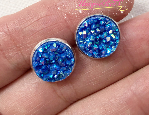 Blue Chunky Faux Druzy Cabochons (10pcs)