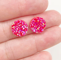 Red Iridescent Chunky Faux Druzy Cabochons (10pcs)