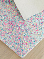 Lux Pink, Blue and White Chunky Glitter Fabric Sheet - Soft Felt Backing